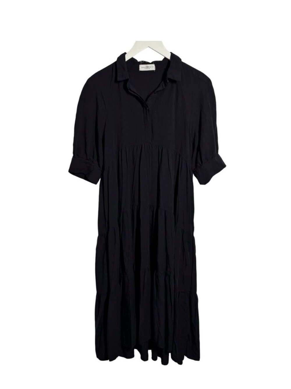 Natural Life Rebecca Black Tiered Button-Front Midi Dress Small